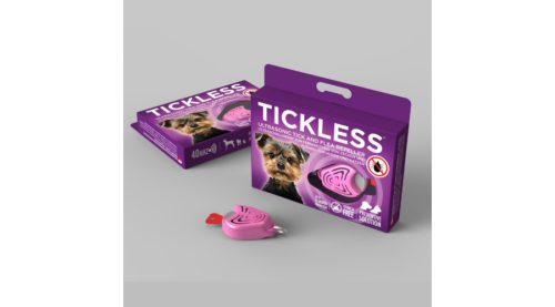 Vegyszermentes ultrahangos kullancs- és bolhariasztó medál kutyáknak és macskáknak / pink (Tickless)