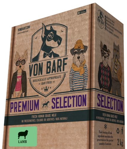 Von Barf Premium Selection - Bárány menü, csont nélkül 2 Kg (250G X 8 db)