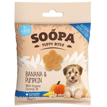 Banán és Sütőtök Egészséges Rágcsa Kölyökkutyáknak 50 g (Soopa)