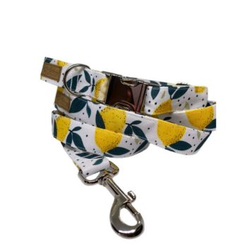   Citrom mintás nyakörv 2.5 cm széles - L méret - (fém csattal)