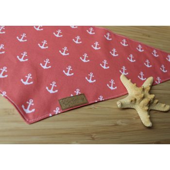 Korall színű horgonyos kutyakendő ( S méret )