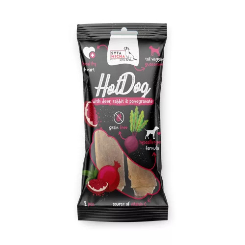 "HotDog" rágócsont Nyúlhússal és Gránátalmával Szarvasbőrben - 2 db (Syta Micha)