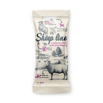   Sheep Line rágócsont Juh lazacbőrben, Szederrel 12 cm (Syta Micha)