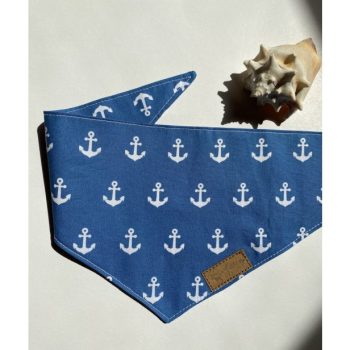 Farmerkék horgonyos kutyakendő ( S méret )