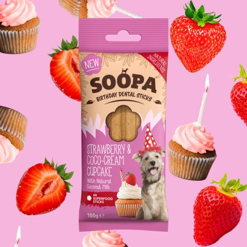 Epres és kakaókrémes Cupcake Dental Sticks 100 g (Soopa)