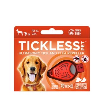   Vegyszermentes ultrahangos kullancs- és bolhariasztó medál kutyáknak és macskáknak / piros (Tickless)