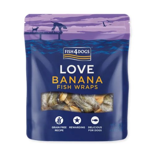 Banánnal töltött halbőr tekercs 90 g (  Fish4Dogs )