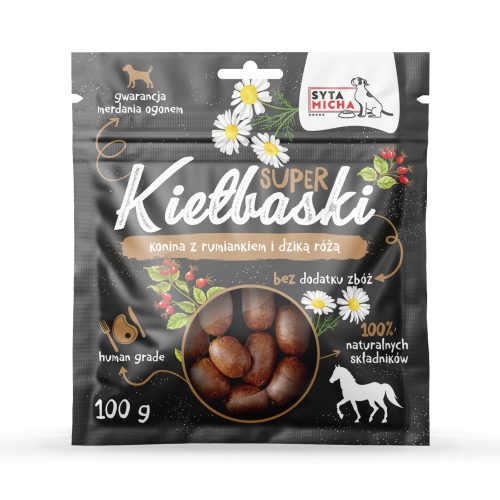 Apró kolbászkák - Ló - kamillával és csipkebogyóval 100 g (Syta Micha)