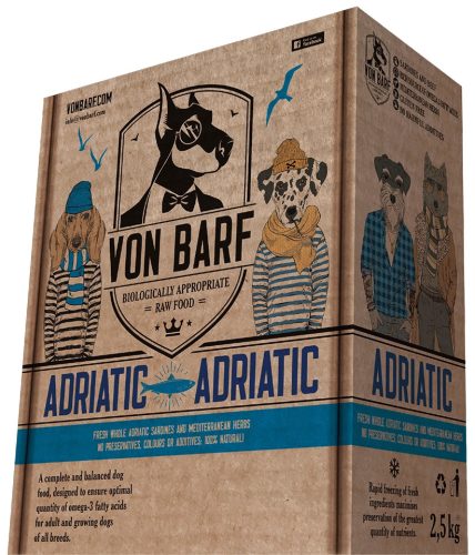 Von Barf Adriatic – Szardínia-Marha menü, komplett, darált 2.5 Kg (250g x 10db)