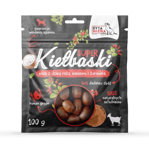 Apró kolbászkák - Kecske - vadrózsával és kókusszal 100 g (Syta Micha)