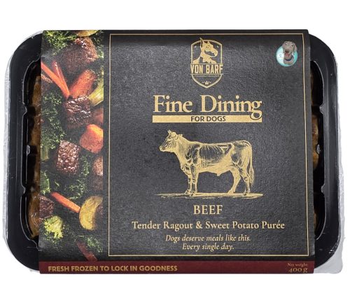 Von Barf Fine Dining Párolt Menü – Marha & Édesburgonya 400 g