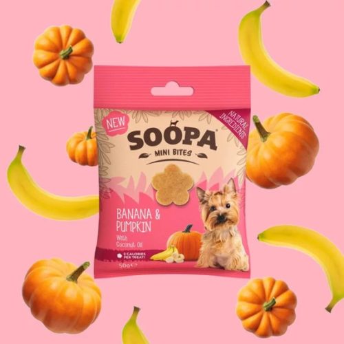 Banán és Sütőtök Mini Jutalomfalat Kölyökkutyáknak 50 g (Soopa)