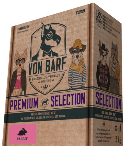 Von Barf Premium Selection Rabbit – Nyúl menü 2kg (250g x 8db)