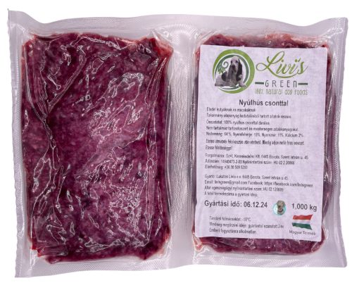Nyúlhús csonttal darálva 1kg ( Livi's Green)
